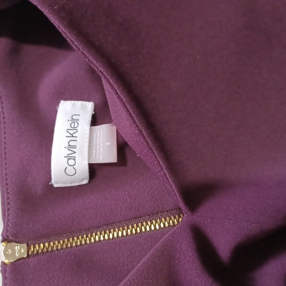 Calvin Klein Womens Three Quarter Sleeve Sheath with High V Neck Dress - Picture 4 of 4